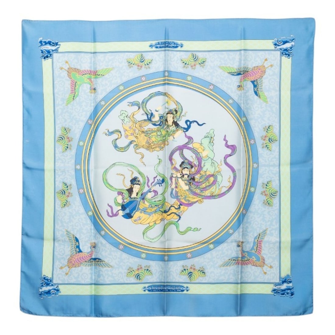 Hermes Carre 90 NIKKO Nikko Toshogu Shrine Scarf/Muffler, Large Size, Blue Tones, Silk, Women's (1 of 11)