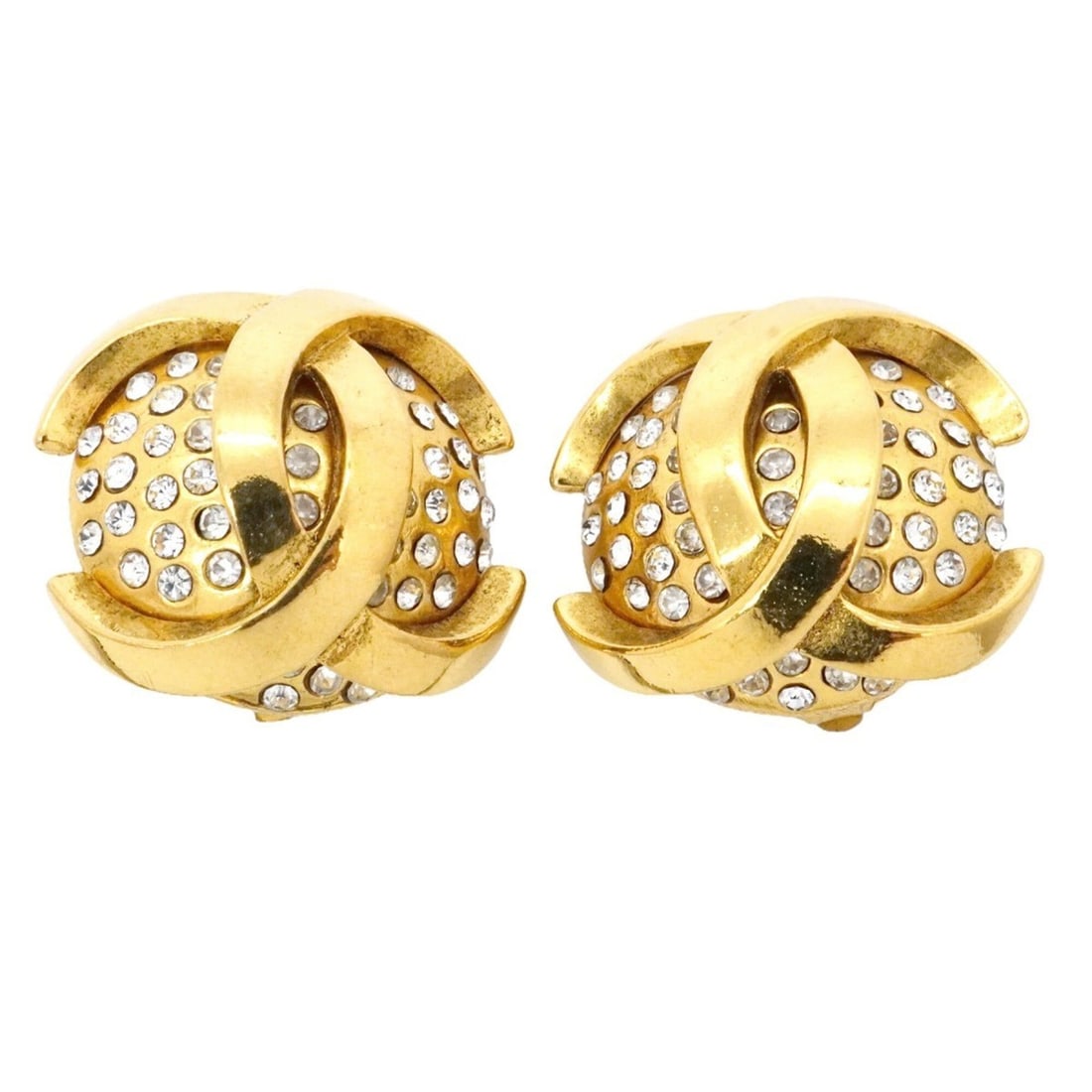 Chanel Earrings, Coco Mark, GP Plated, Rhinestone, Gold, Women's: --- Catalog ---Category: SizeSize (HxWxD): 26.00mm x 28.90mm / 1.02'' x 1.14''Category: DesignType: Clip earringsColor: GoldGender: WomenMaterial: Gold plating, RhinestoneCategory: GeneralBrand: Chane