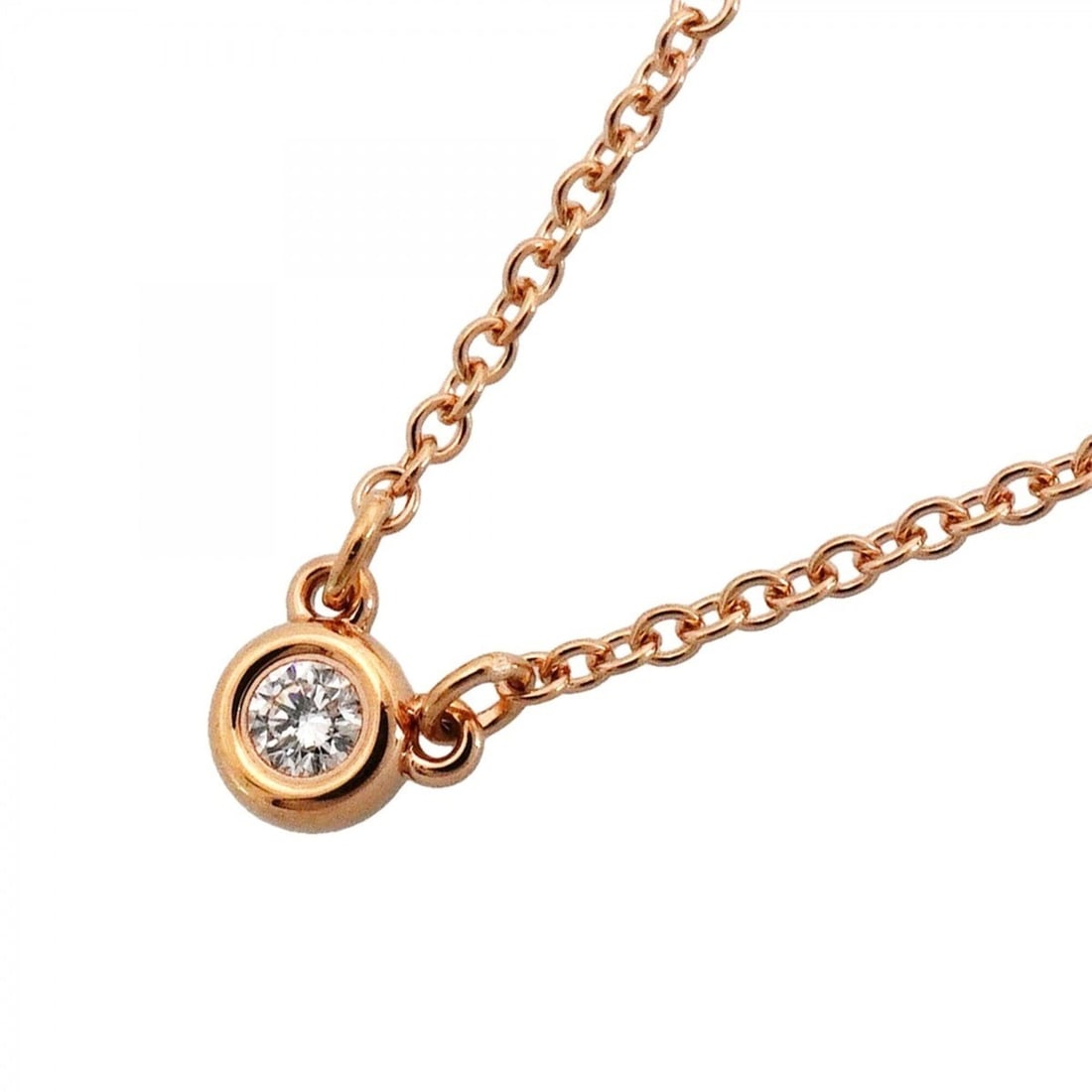 Tiffany & Co. By the Yard Necklace, 1PD (18K Pink Gold) Diamond, Women's: --- Catalog ---Category: SizePendant Size: 4.1mm x 3.6mm / 0.16'' x 0.14''Neck Circumference: 41 cm / 16.14''Category: DesignStone: DiamondGender: WomenMaterial: Pink gold (18K)Necklace Type: Necklace