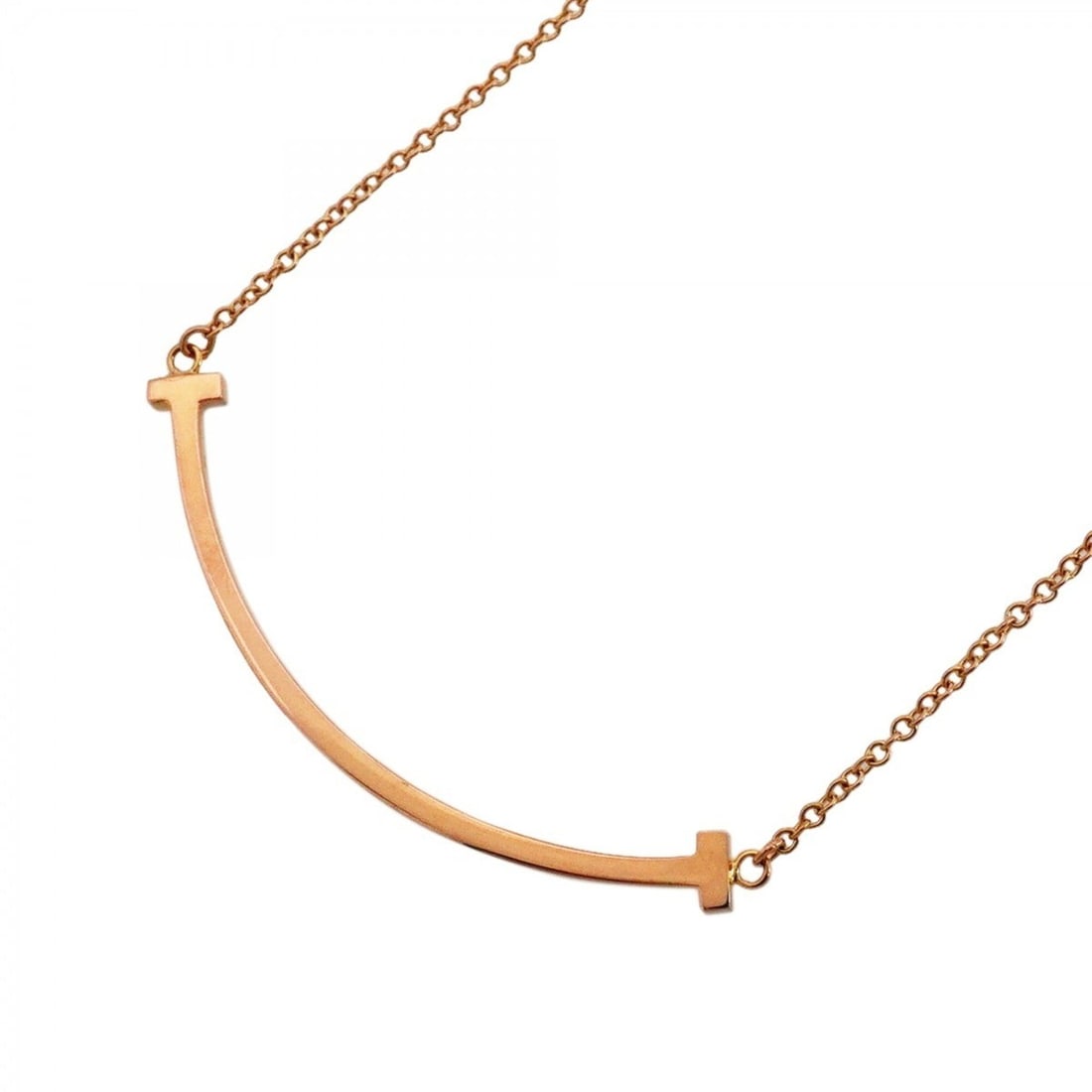 Tiffany & Co. T Smile Small Necklace, 18K Pink Gold, Women's: --- Catalog ---Category: SizePendant Size: 9.6mm x 37.6mm / 0.37'' x 1.48''Neck Circumference: 40.5 cm - 46 cm / 15.94'' - 18.11''Category: DesignGender: WomenMaterial: Pink gold (18K)Necklace Type: N