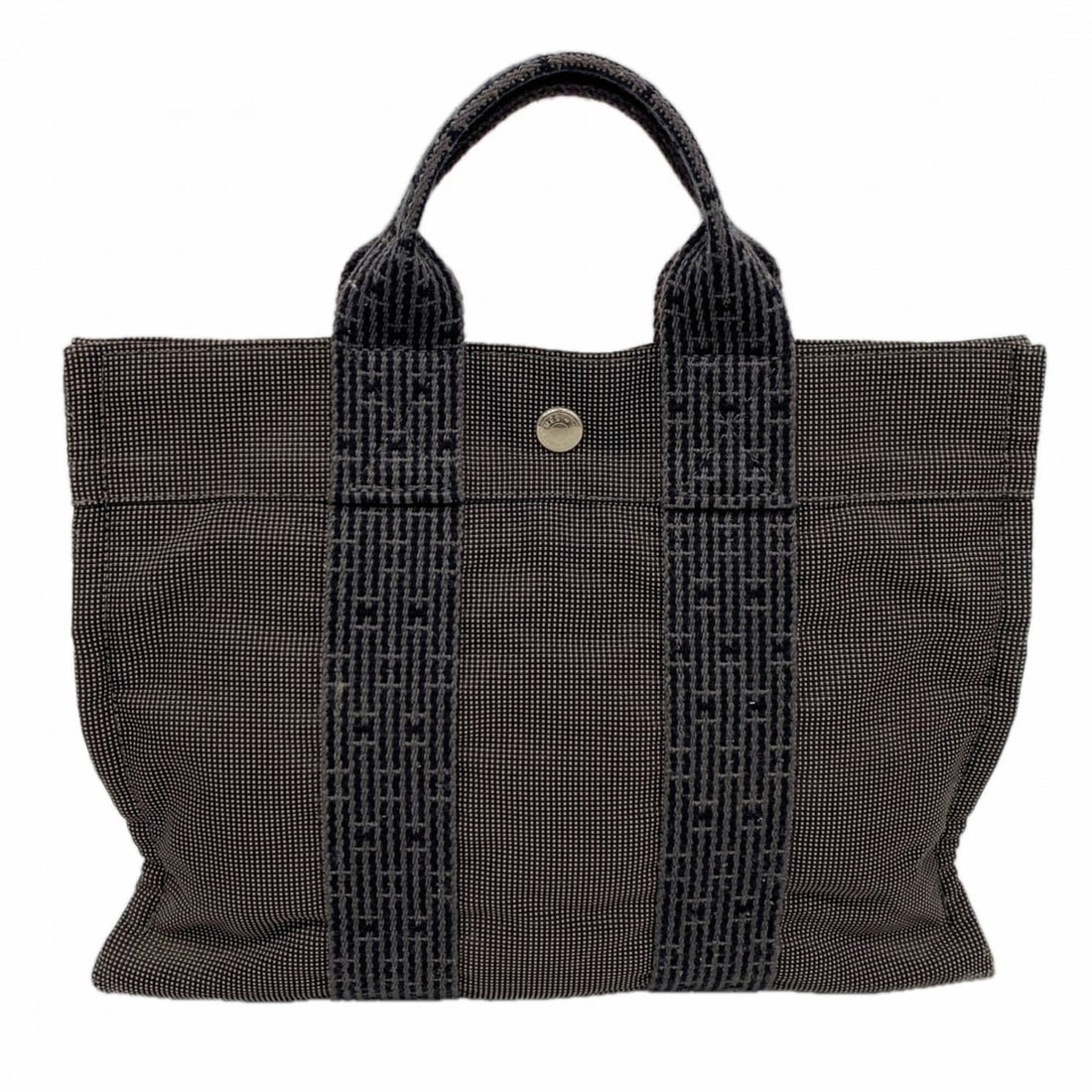 Hermes Herline PM Canvas Handbag, Gray, Women's: --- Catalog ---Category: SizeSize (HxWxD): 24cm x 30.5cm x 9cm / 9.44'' x 12'' x 3.54''Category: DesignType: HandbagColor: GrayGender: WomenMaterial: Canvas Hardware Color: SilverCategory: GeneralBran