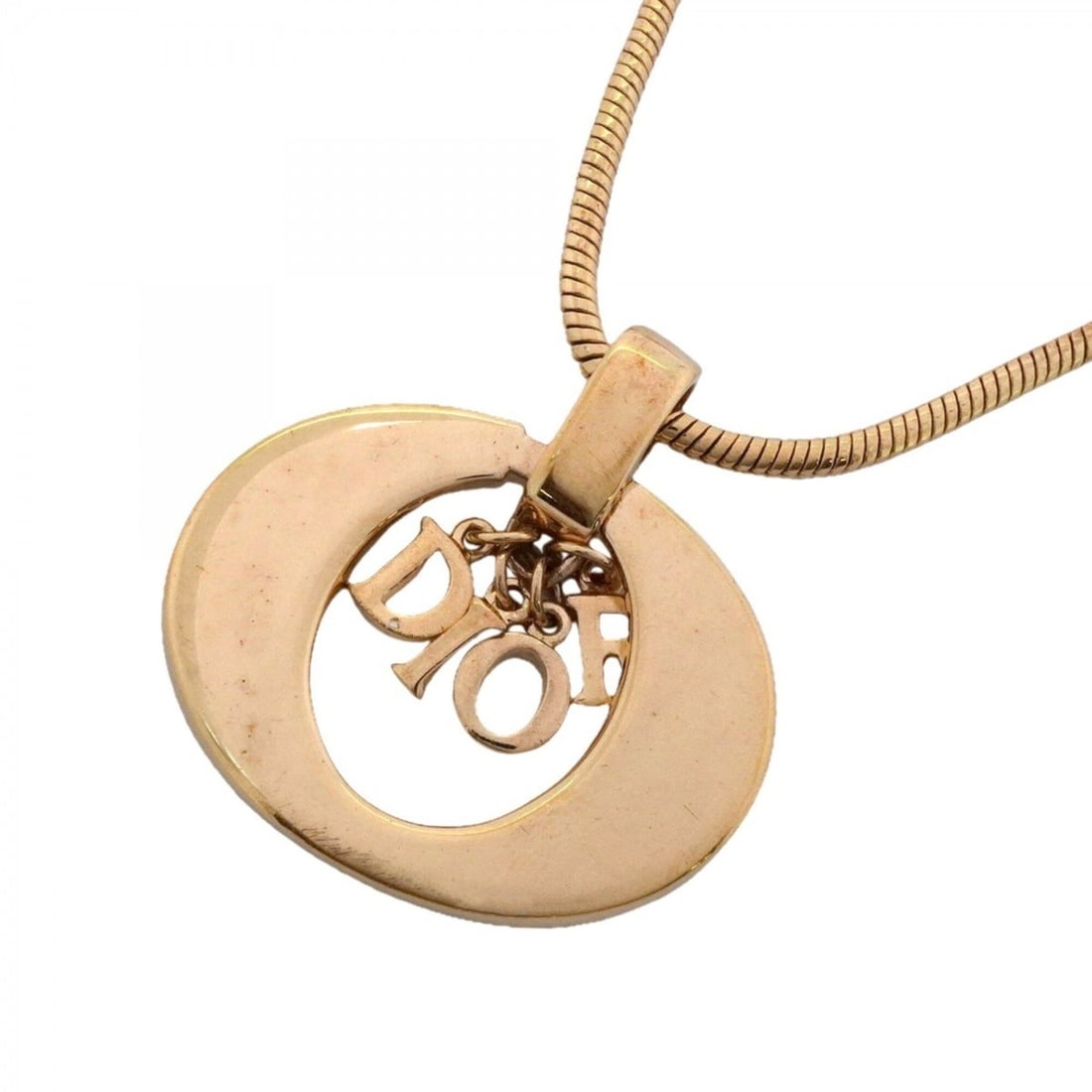 Christian Dior Necklace, GP Plated Gold, Women's: --- Catalog ---Category: SizePendant Size: 31mm x 30.8mm / 1.22'' x 1.21''Neck Circumference: 55 cm / 21.65''Category: DesignColor: GoldGender: WomenMaterial: Gold platingNecklace Type: NecklaceCatego