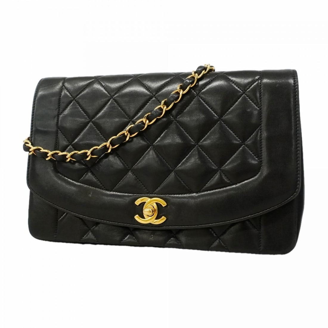 Chanel Diana Chain Shoulder Bag, Lambskin, Black, Women's: --- Catalog ---Category: SizeSize (HxWxD): 18cm x 25cm x 7cm / 7.08'' x 9.84'' x 2.75''Category: DesignType: Shoulder bagColor: BlackGender: WomenMaterial: Leather Hardware Color: GoldLeather/Fur Type