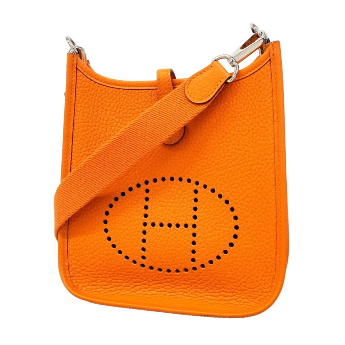 Hermes Evelyne TPM Shoulder Bag, Taurillon Clemence Leather, Orange, C Stamp, Women's: --- Catalog ---Category: SizeSize (HxWxD): 18cm x 17cm x 5.5cm / 7.08'' x 6.69'' x 2.16''Category: DesignType: Shoulder bagColor: OrangeGender: WomenMaterial: Taurillon clemence leather Hardware Color