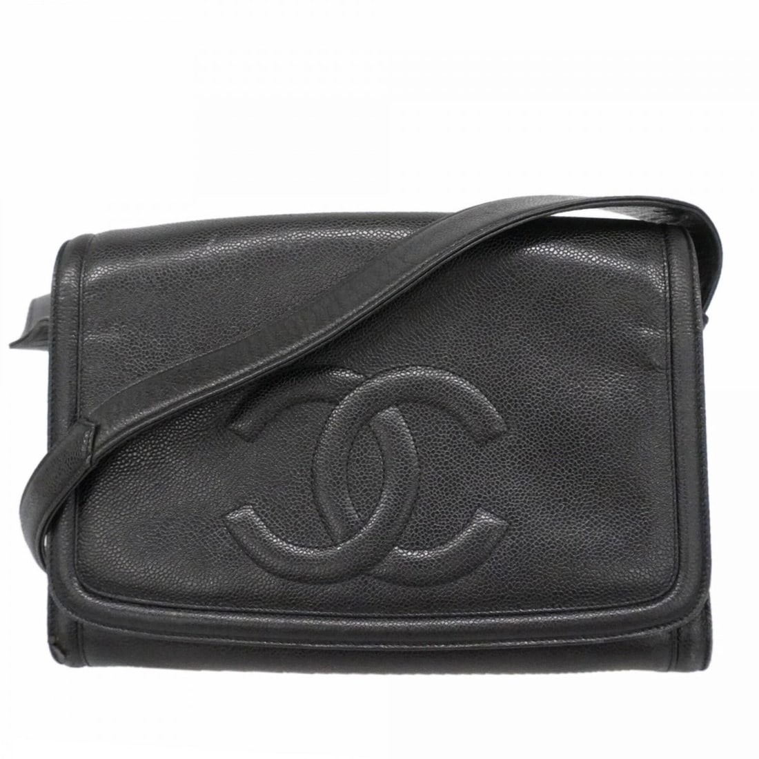 Chanel Shoulder Bag, Caviar Leather, Black, Women's: --- Catalog ---Category: SizeSize (HxWxD): 25cm x 30.5cm x 10cm / 9.84'' x 12'' x 3.93''Category: DesignType: Shoulder bagColor: BlackGender: WomenMaterial: Grained Calfskin Hardware Color: GoldCatego