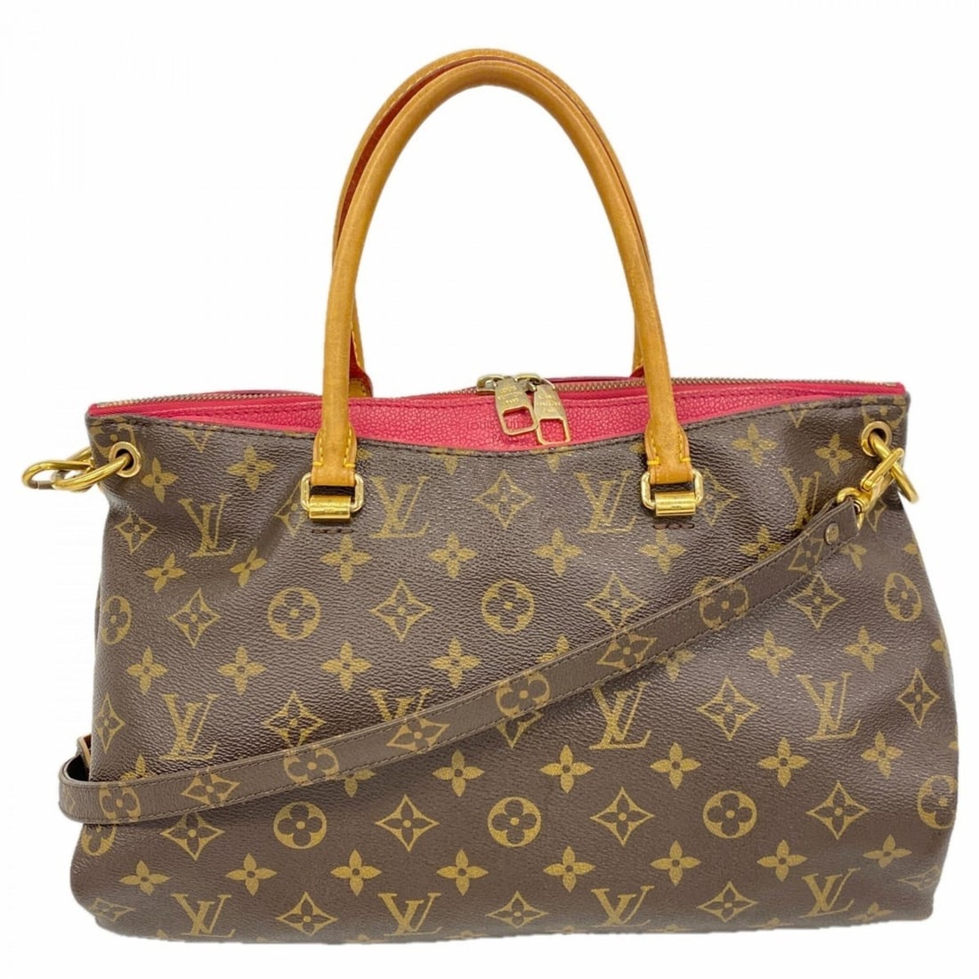 Louis Vuitton Monogram Pallas MM Handbag M41147 Brown Rose 2-way bag for women: --- Catalog ---Category: SizeSize (HxWxD): 23cm x 33cm x 13cm / 9.05'' x 12.99'' x 5.11''Category: DesignType: HandbagColor: Brown, RoseGender: WomenCategory: GeneralMPN: M41147Brand: Louis Vuitton---