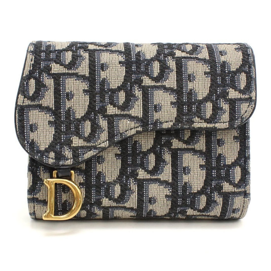 Christian Dior DIOR Dior Tri-fold Wallet Saddle Women's Navy (1 of 7)