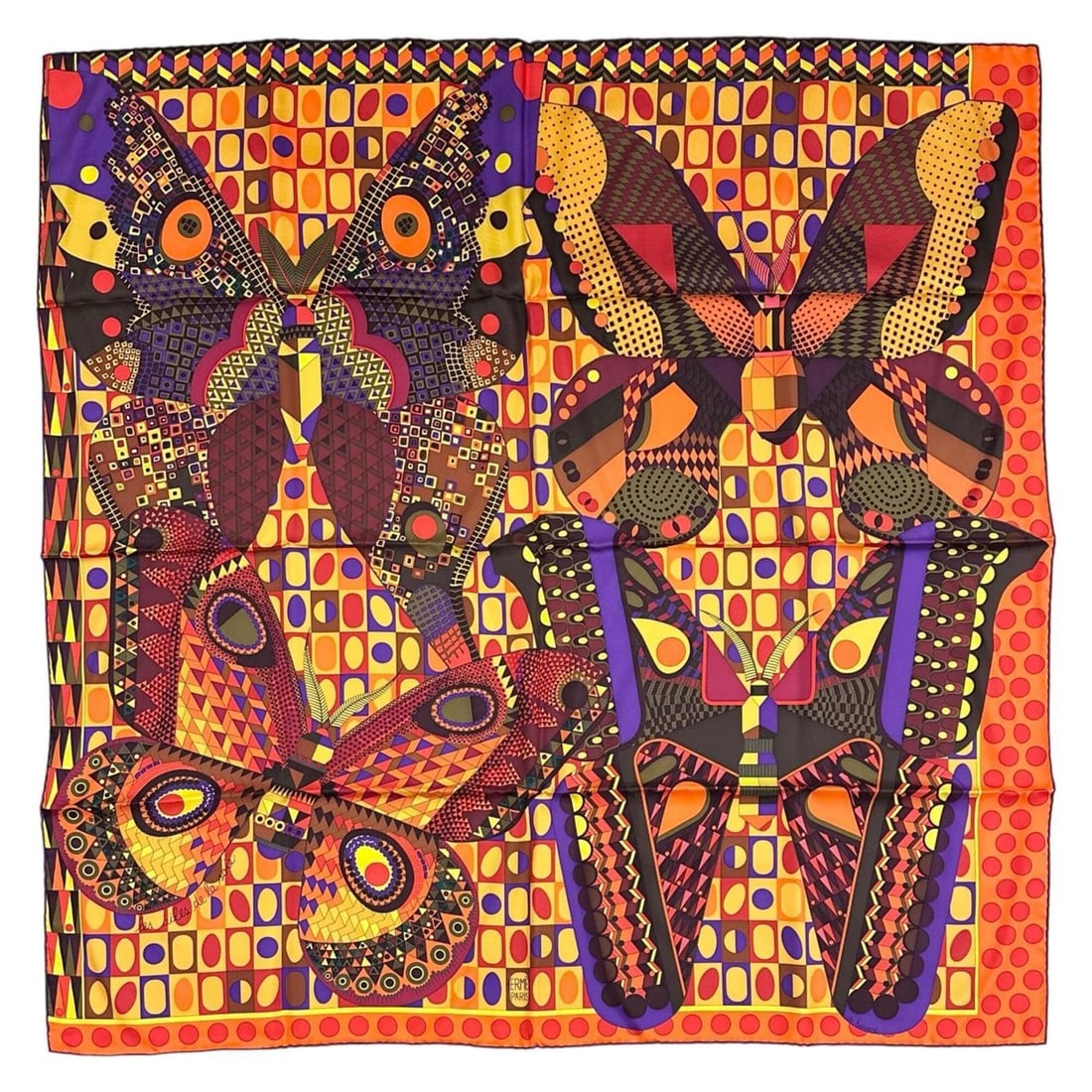 HERMES Carre 90 "Les Ailes de la Soie" (Wings of Silk) 100% Silk Scarf/Muffler, Multicolor, Made in: --- Catalog ---Category: SizeSize (LxW): 87cm x 87cm / 34.25'' x 34.25''Category: DesignType: ScarfColor: Multi-colorGender: WomenMaterial: Silk Category: GeneralBrand: HermesCountry of Origin: France