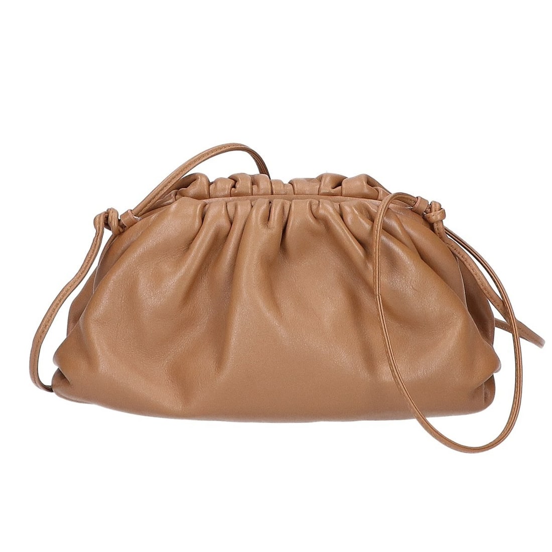BOTTEGA VENETA 585852 Mini The Pouch Calfskin Embossed Logo Shoulder Bag Dark Beige Women's (1 of 12)