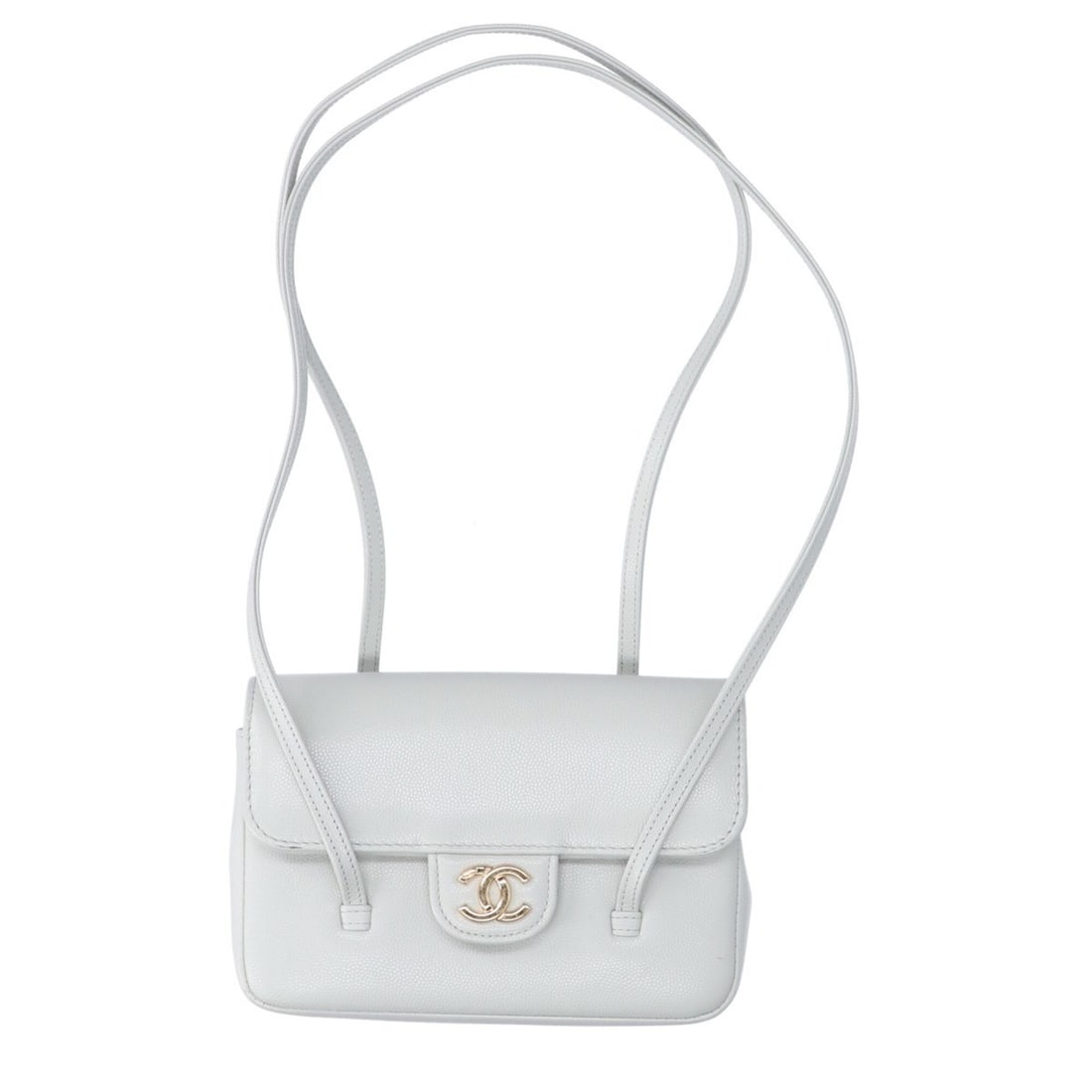 CHANEL AP5068 Shiny Grained Calfskin Strap Clutch Bag Long Shoulder Mini Light Green Gold Hardware: --- Catalog ---Category: SizeSize (HxWxD): 12cm x 17cm x 4cm / 4.72'' x 6.69'' x 1.57''Category: DesignType: Clutch bag, Shoulder bagColor: Light greenGender: WomenMaterial: Leather Hardware Color: Go