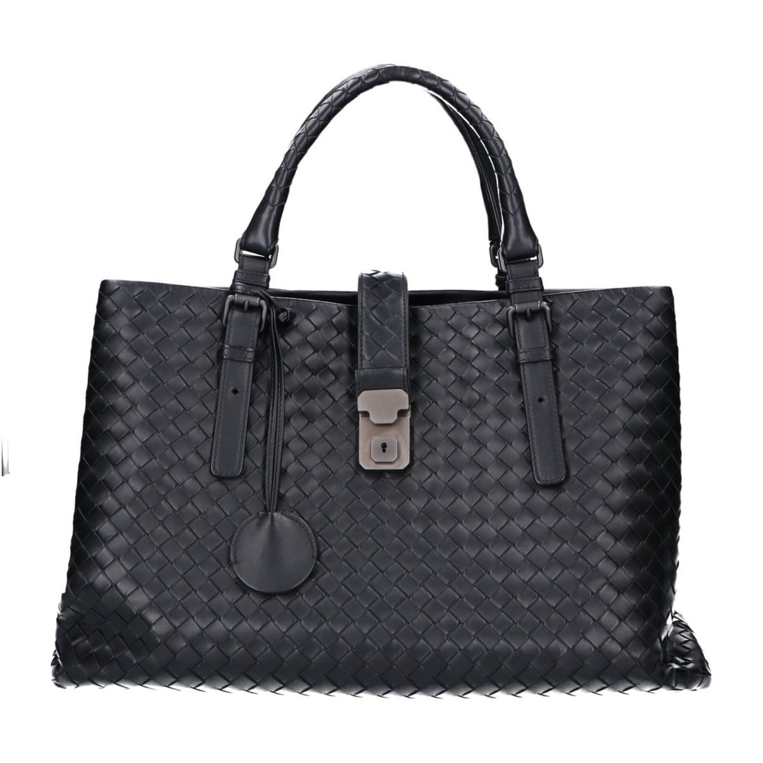 BOTTEGA VENETA Intrecciato Roma Handbag, Black, Women's: --- Catalog ---Category: SizeSize (HxWxD): 25.5cm x 37.5cm x 18cm / 10.03'' x 14.76'' x 7.08''Category: DesignType: HandbagColor: BlackGender: WomenMaterial: Leather Leather/Fur Type: CalfskinCategory