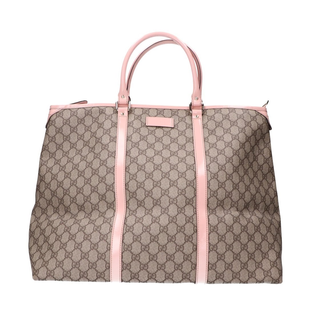 GUCCI 201482 GG Supreme x Leather Tote Bag Brown Pink Women's: --- Catalog ---Category: SizeSize (HxWxD): 34cm x 44cm x 24cm / 13.38'' x 17.32'' x 9.44''Category: DesignType: Tote bagColor: Brown, PinkGender: WomenMaterial: PVC Category: GeneralBrand: Gucci--- It