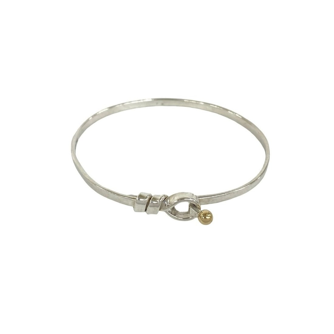 TIFFANY&Co. Tiffany Vintage Hook & Eye Bracelet, Sterling Silver 925, 18K Yellow Gold Bangle, 90999: --- Catalog ---Category: SizeLength: 17cm / 6.69''Category: DesignType: Charm braceletColor: Gold, SilverGender: WomenMaterial: Silver 925, Yellow gold (18K)Category: GeneralBrand: Tiffany--- Item Lis