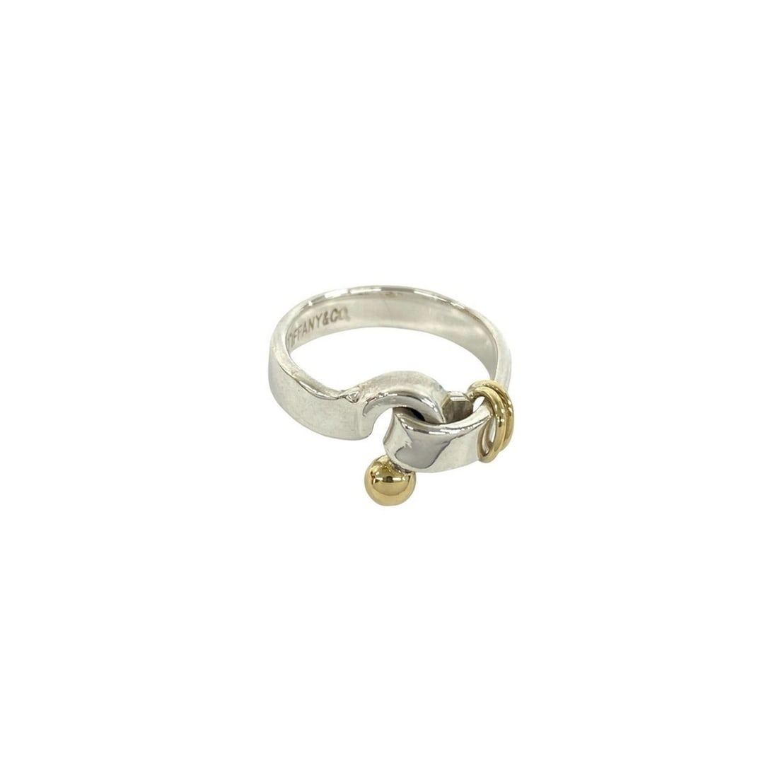 TIFFANY&Co. Tiffany Vintage Hook & Eye Ring, Sterling Silver 925, 18K Yellow Gold, Item Number 14672: --- Catalog ---Category: SizeJP Size: 12US Size: 6.5Category: DesignType: Band ringColor: Gold, SilverGender: WomenMaterial: Silver 925, Yellow gold (18K)Category: GeneralBrand: Tiffany--- Item List -