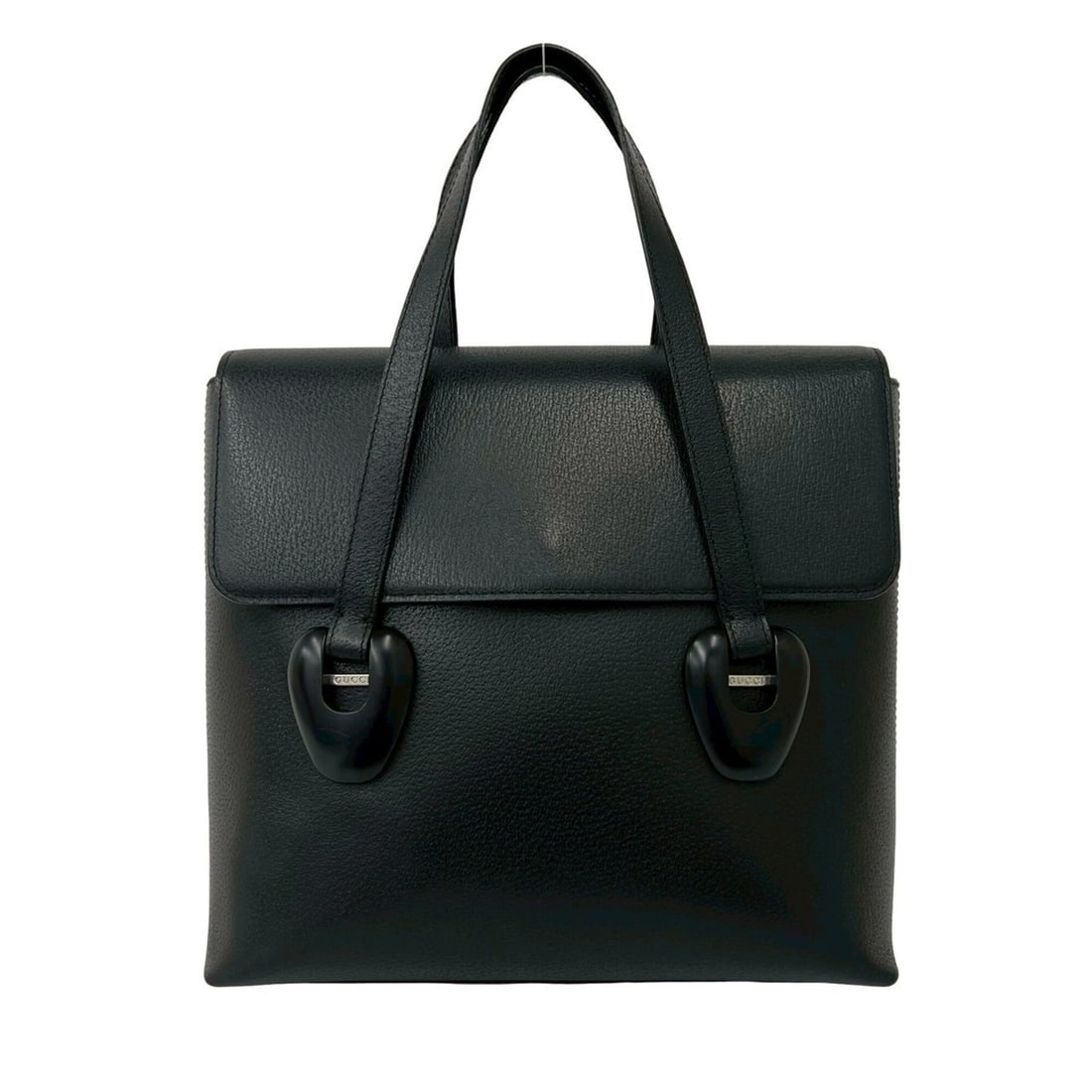 GUCCI (Old Gucci) Vintage Logo Engraved Hardware Leather Handbag Tote Bag Black 67753: --- Catalog ---Category: SizeSize (HxWxD): 31cm x 31cm x 10cm / 12.2'' x 12.2'' x 3.93''Category: DesignType: Handbag, Tote bagColor: BlackGender: WomenMaterial: Leather Category: GeneralBrand: Gucci-