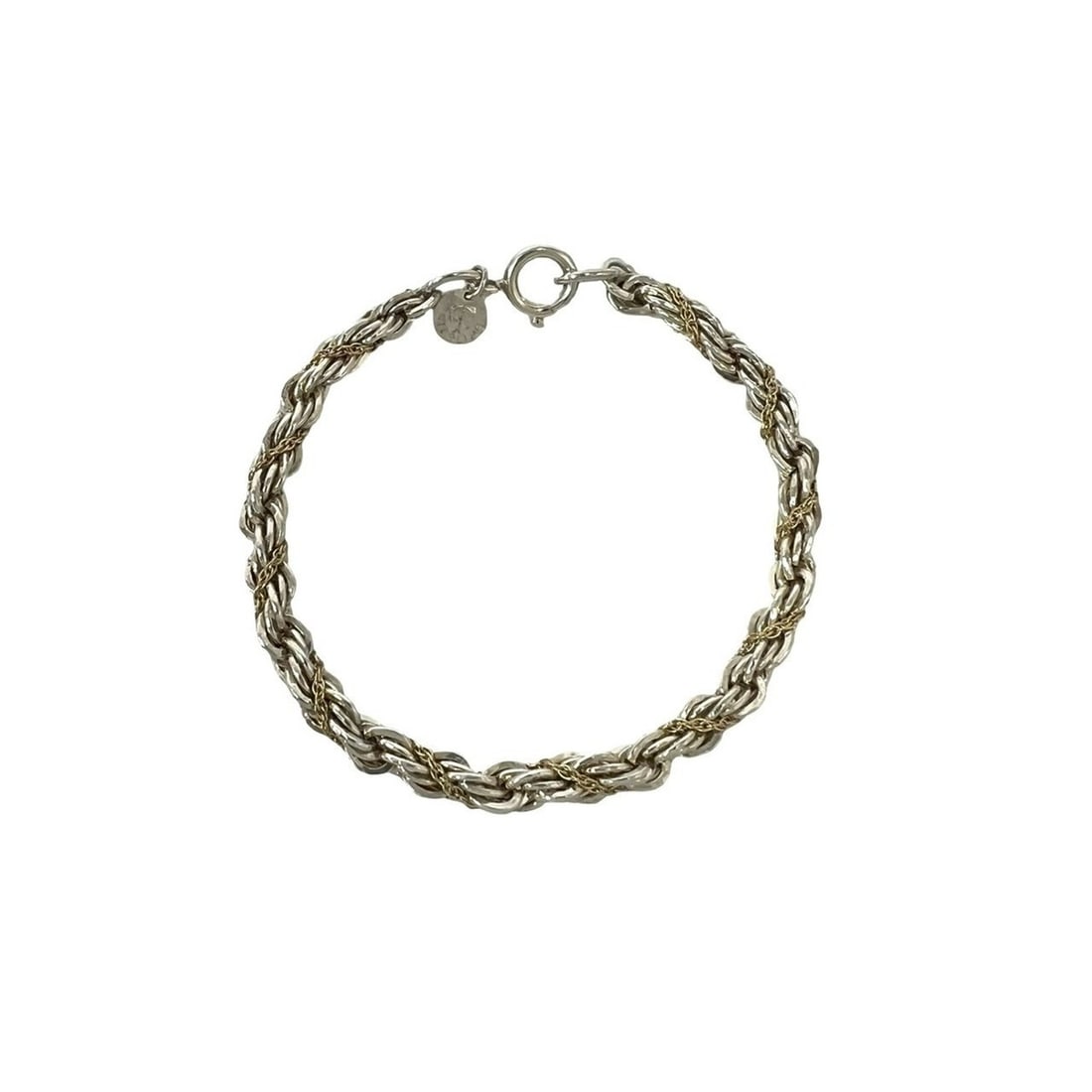TIFFANY&Co. Tiffany Vintage Twist Rope Bracelet, Sterling Silver 925, 18K Yellow Gold, Silver, 236-4: --- Catalog ---Category: SizeLength: 19.5cm / 7.67''Category: DesignType: Charm braceletColor: Gold, SilverGender: WomenMaterial: Silver 925, Yellow gold (18K)Category: GeneralBrand: Tiffany--- Item L