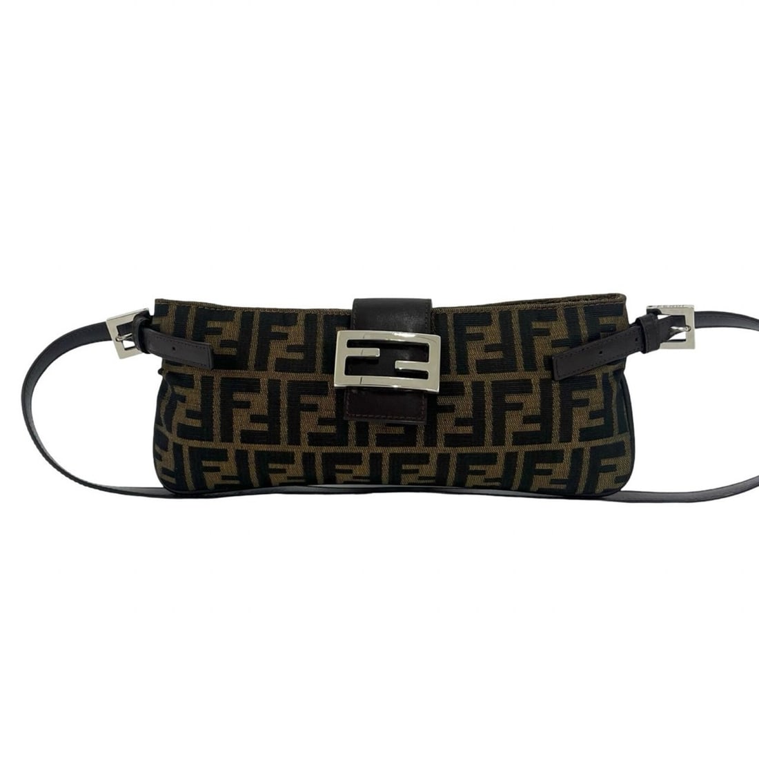 FENDI Vintage Zucca FF Logo Hardware Canvas Leather Genuine Shoulder Bag Body Brown 47204: --- Catalog ---Category: SizeSize (HxWxD): 13cm x 29cm / 5.11'' x 11.41''Category: DesignType: Shoulder bag, Sling bagColor: Black, BrownGender: WomenMaterial: Canvas , Leather Category: GeneralBrand: