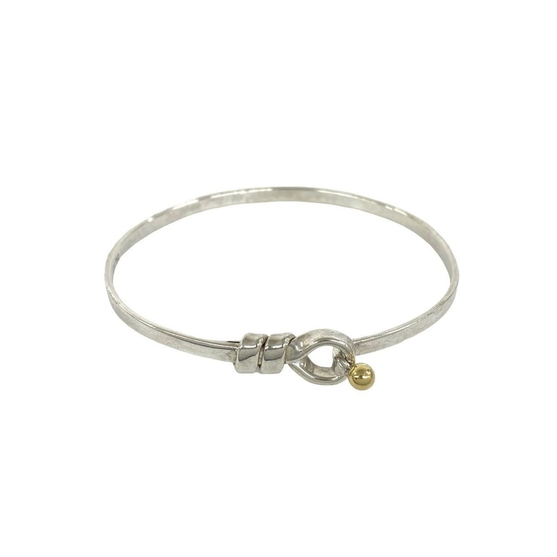 TIFFANY&Co. Tiffany Vintage Hook & Eye Bangle, Sterling Silver 925, 18K Yellow Gold Bracelet, 05532 (1 of 11)