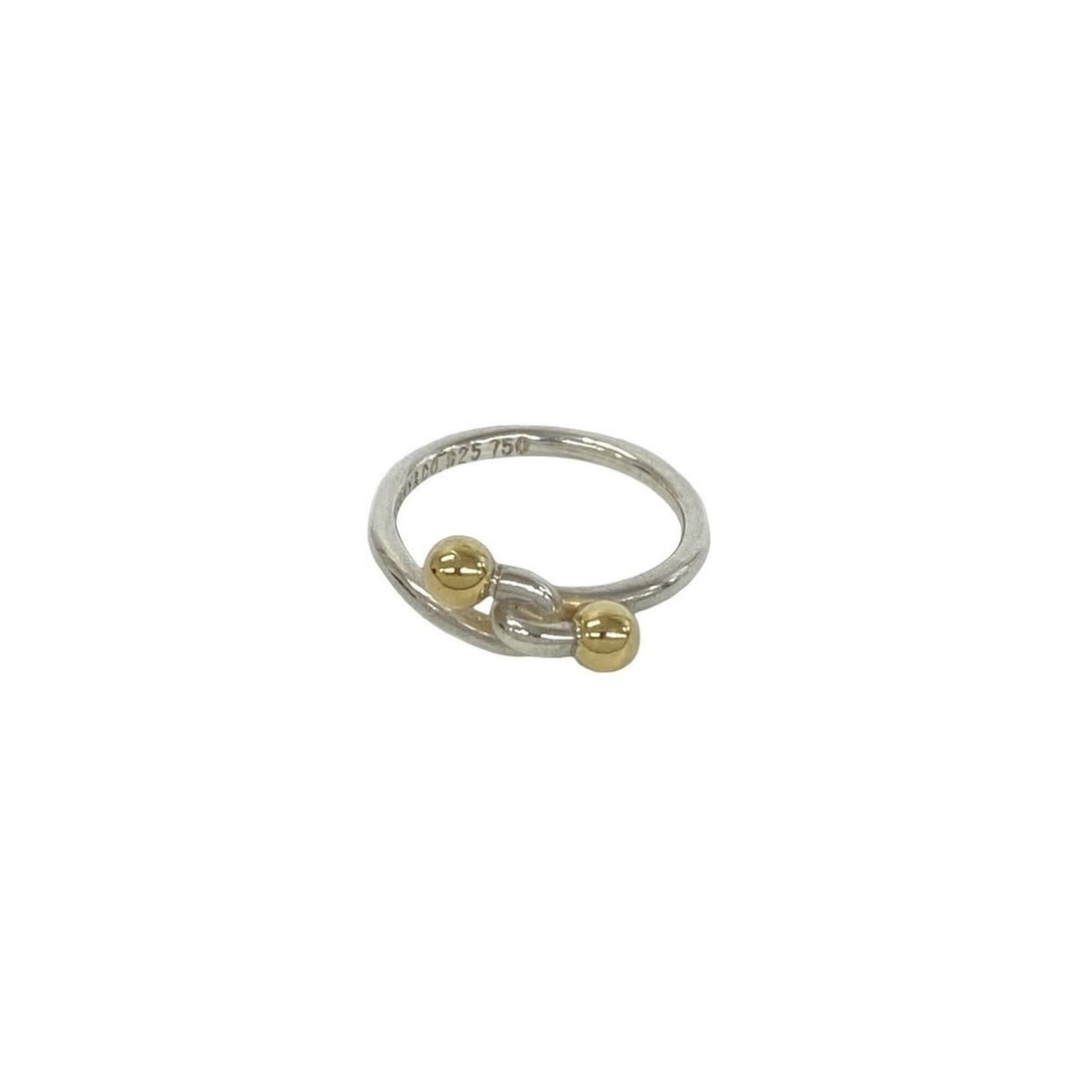 TIFFANY&Co. Tiffany Vintage Hook & Eye Ring, Sterling Silver 925, 18K Yellow Gold, Accessory, 03257: --- Catalog ---Category: SizeJP Size: 10US Size: 5.5Category: DesignType: Band ringColor: Gold, SilverGender: WomenMaterial: Silver 925, Yellow gold (18K)Category: GeneralBrand: Tiffany--- Item List -