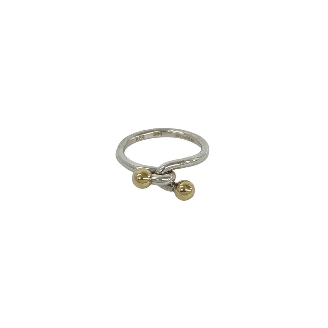 TIFFANY&Co. Tiffany Hook & Eye Ring, Sterling Silver 925, 18K Yellow Gold, 91208: --- Catalog ---Category: SizeJP Size: 8US Size: 4.5Category: DesignType: Band ringColor: Gold, SilverGender: WomenMaterial: Silver 925, Yellow gold (18K)Category: GeneralBrand: Tiffany--- Item List --
