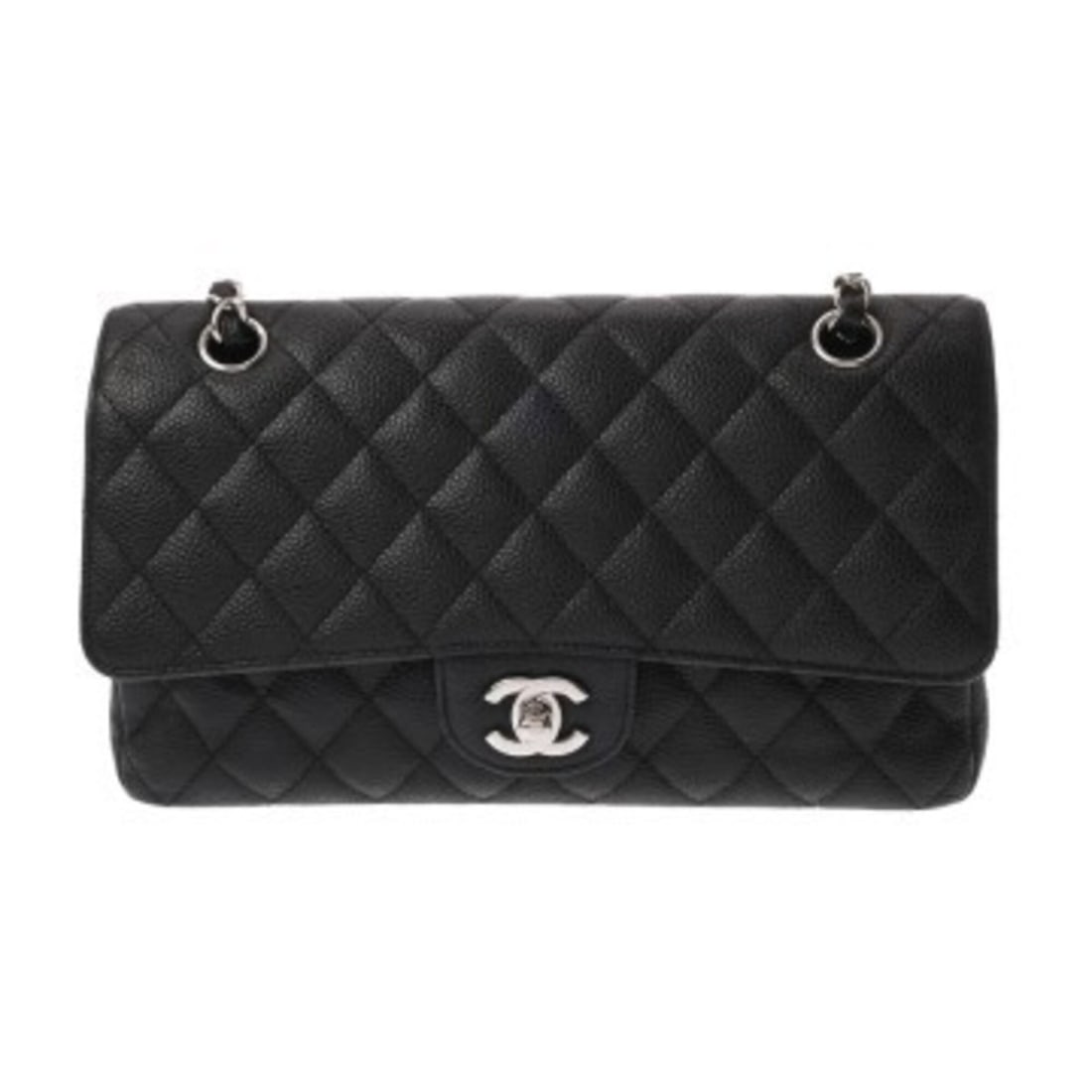 CHANEL Matelassé Double Flap Chain Shoulder Bag, 25cm, Black, A01112, Women's, Caviar Skin, AB: --- Catalog ---Category: SizeSize (HxWxD): 16cm x 25cm x 7cm / 6.29'' x 9.84'' x 2.75''Category: DesignType: Shoulder bagColor: BlackGender: WomenMaterial: Grained Calfskin Hardware Color: SilverCateg