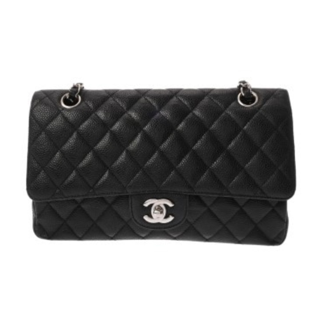 CHANEL Matelassé Double Flap Chain Shoulder Bag, 25cm, Black, A01112, Women's, Caviar Skin, AB: --- Catalog ---Category: SizeSize (HxWxD): 16cm x 25cm x 7cm / 6.29'' x 9.84'' x 2.75''Category: DesignType: Shoulder bagColor: BlackGender: WomenMaterial: Grained Calfskin Category: GeneralMPN: A0111