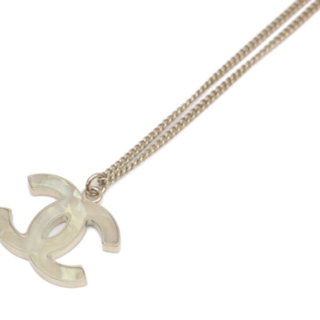 CHANEL B11A Ivory Resin Coco Mark Necklace, Gold, Women's: --- Catalog ---Category: SizePendant Size: 17mm x 25mm / 0.66'' x 0.98''Neck Circumference: 23 cm - 32 cm / 9.05'' - 12.59''Category: DesignColor: Gold, IvoryGender: WomenMaterial: MetalNecklace Type: