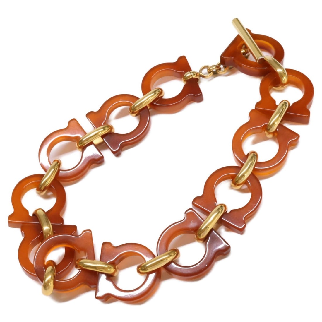 Salvatore Ferragamo Gancini Chain Choker, Brown Gold, Women's: --- Catalog ---Category: SizeNeck Circumference: 44 cm / 17.32''Category: DesignColor: Brown, GoldGender: WomenNecklace Type: ChokerCategory: GeneralBrand: Salvatore Ferragamo--- Item List ---Section: