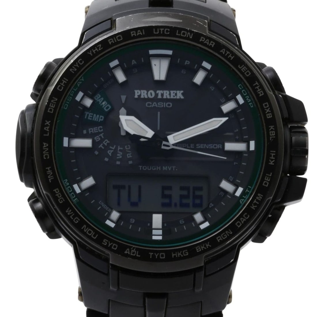 CASIO PRO TREK PRW-S6100Y-1JF Black Resin/Stainless Steel Men's Watch: --- Catalog ---Category: SizeWrist Size: 20.5cm / 8.07''Case Diameter: 51.6mm / 2.03''Category: DesignType: WristwatchGender: MenMaterial (Case): Stainless steelCategory: GeneralMPN: PRW-S6100Y-1JFBra