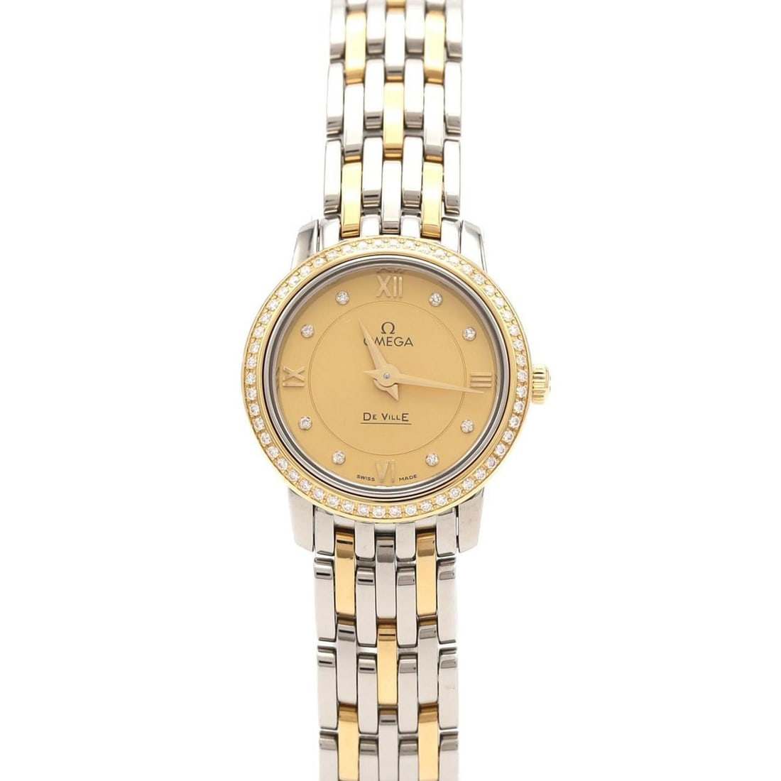 Omega De Ville Prestige Combination D-8P 424.25.24.60.58.001 SSxYG Quartz Watch: --- Catalog ---Category: SizeWrist Size: 16cm / 6.29''Case Diameter: 24mm / 0.94''Category: DesignType: WristwatchGender: WomenColor (Dial): GoldMaterial (Band): Stainless steel, Yellow goldMaterial (