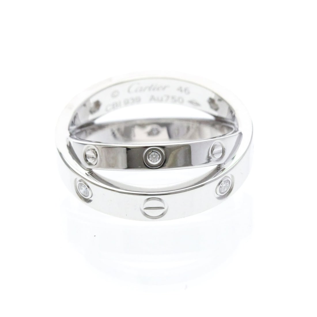 Cartier Be Love Ring White Gold (18K) Fashion Diamond Band Ring Silver: --- Catalog ---Category: SizeWidth: 8mm / 0.31''Weight: 6.6g / 0.23oz.JP Size: 6US Size: 3 3/4Brand Size: 46Category: DesignType: Band ringColor: SilverMetal: White GoldStone: DiamondStyle: FashionGen