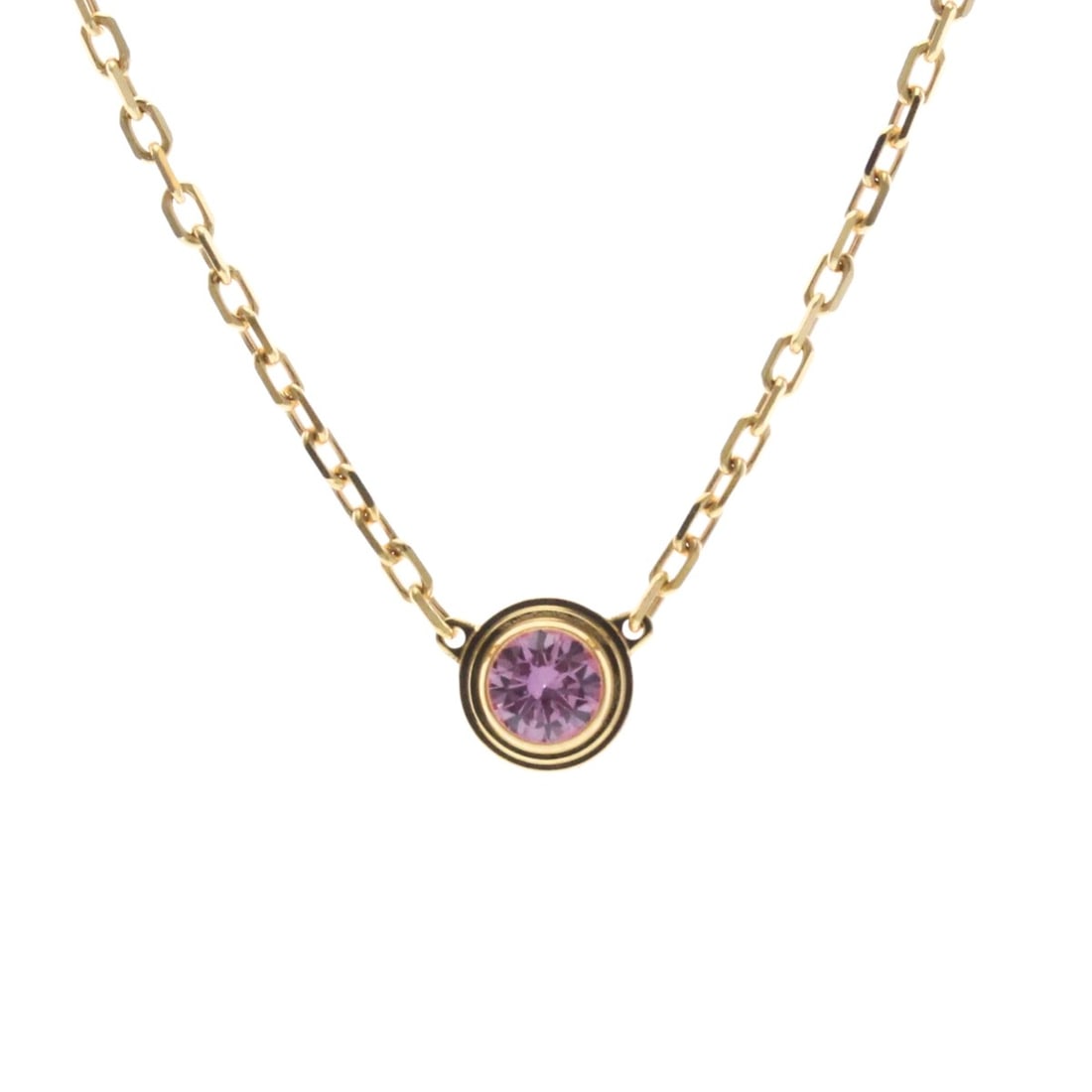 Cartier Damour Necklace Pink Sapphire Pink Gold (18K) Sapphire Women,Men Fashion Necklace (Pink: --- Catalog ---Category: SizeWeight: 2.9g / 0.1oz.Pendant Size: 5mm x 5mm / 0.19'' x 0.19''Neck Circumference: 40 cm / 15.74''Category: DesignColor: Pink goldMetal: GoldStone: SapphireStyle: FashionGe