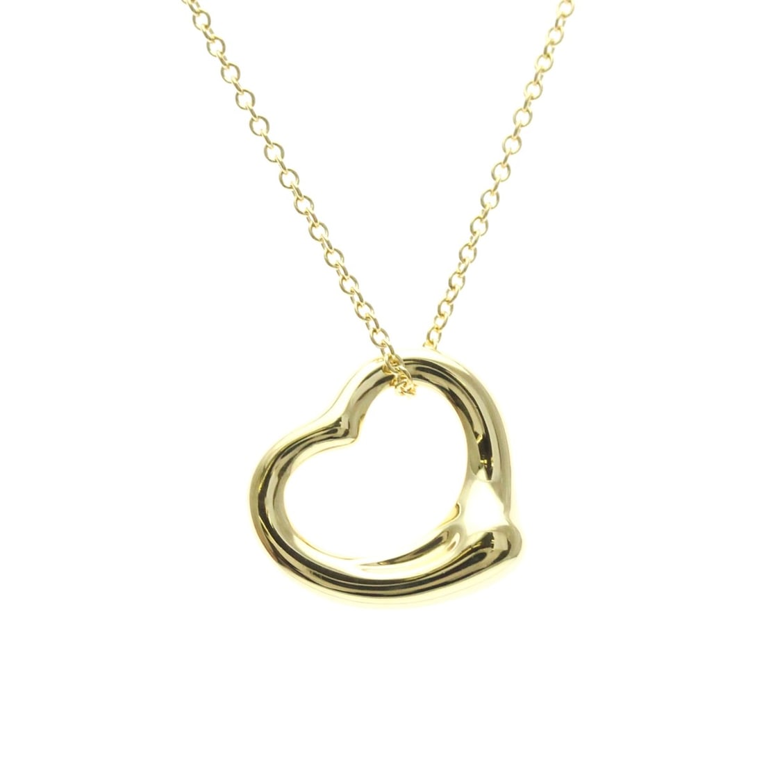 Tiffany Open Heart Yellow Gold (18K) No Stone Men,Women Fashion Necklace (Gold): --- Catalog ---Category: SizeWeight: 4.4g / 0.15oz.Pendant Size: 14.6mm x 16mm / 0.57'' x 0.62''Neck Circumference: 40 cm / 15.74''Category: DesignColor: GoldMetal: GoldStone: No StoneStyle: FashionGe