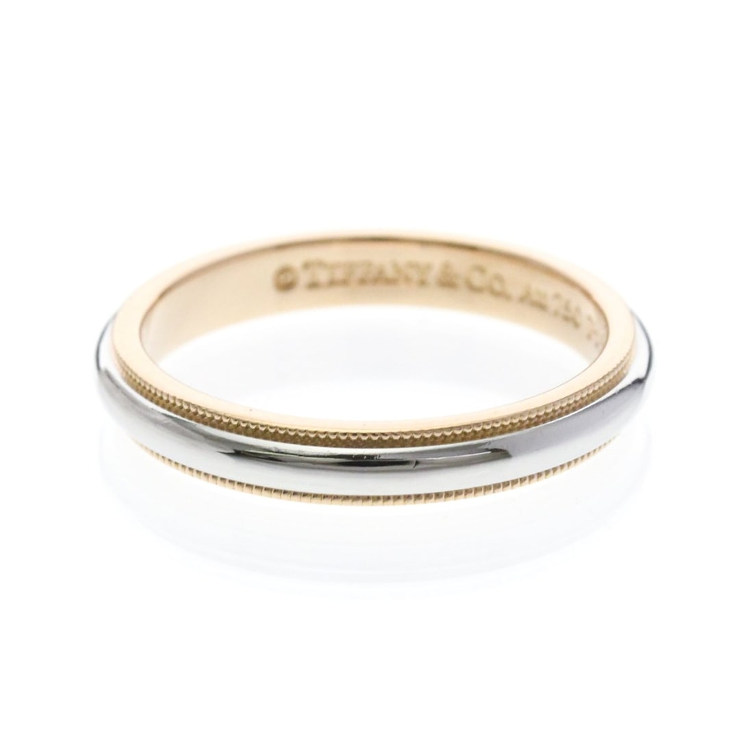 Tiffany Milgrain Ring Pink Gold (18K),Platinum Fashion No Stone Band Ring Silver,Pink Gold: --- Catalog ---Category: SizeWidth: 3.5mm / 0.14''Weight: 6.1g / 0.21oz.JP Size: 17.5US Size: 8-8.5Category: DesignType: Band ringColor: Pink gold, SilverMetal: Gold, PlatinumStone: No StoneStyle: Fas