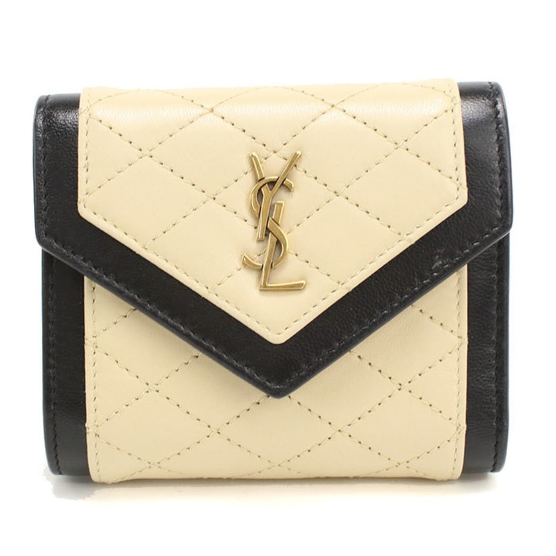 SAINT LAURENT (Saint Laurent) Tri-fold Wallet 712688 Multifold for Women, Beige: --- Catalog ---Category: SizeSize (HxWxD): 9cm x 10.5cm x 2.5cm / 3.54'' x 4.13'' x 0.98''Category: DesignType: Wallet (tri-fold)Color: BeigeGender: WomenMaterial: Leather Leather/Fur Type: LambskinCa