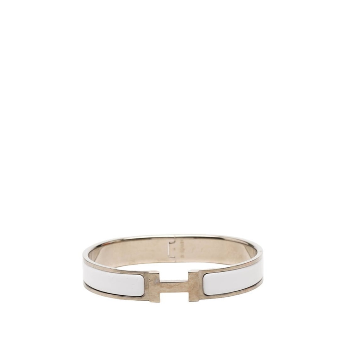 Hermes Click HH T5 XL Enamel Bracelet Silver White Metal Men's HERMES: --- Catalog ---Category: SizeLength: 18cm / 7.08''Category: DesignType: Charm braceletColor: Silver, WhiteGender: MenMaterial: MetalCategory: GeneralBrand: Hermes--- Item List ---Section: ConditionRan