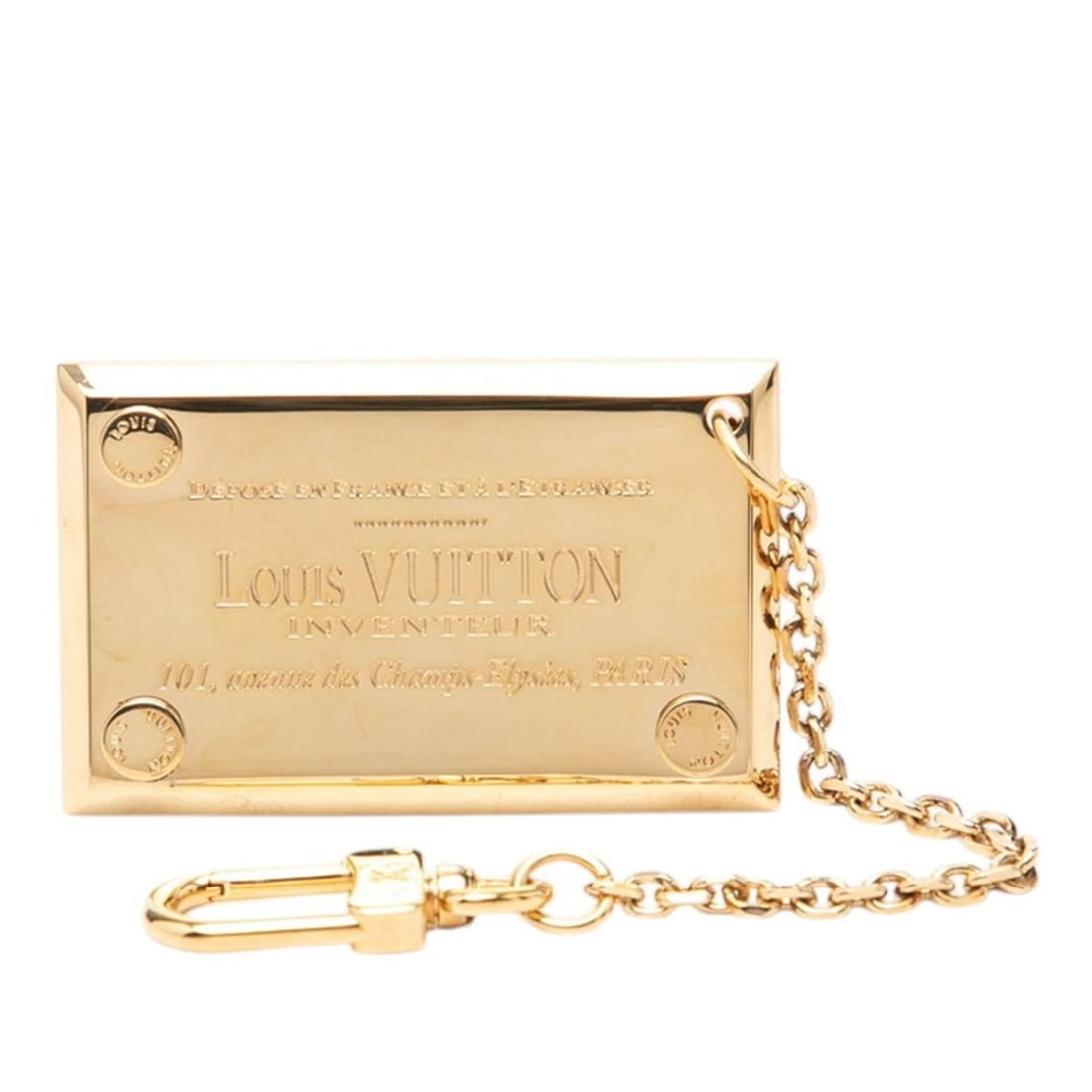 Louis Vuitton M93491 accessory: Mirror charm, gold plated, women's. LOUIS VUITTON: --- Catalog ---Category: SizeSize (HxWxD): 40.00mm x 63.00mm / 1.57'' x 2.48''Category: DesignType: Handbag charmColor: GoldGender: WomenCategory: GeneralBrand: Louis Vuitton--- Item List ---Section: 