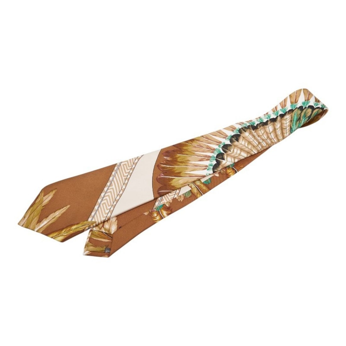 Hermes Feather Tie, Brown Silk, Men's: --- Catalog ---Category: SizeWidth: 9.5cm / 3.74''Total Length: 145cm / 57.08''Category: DesignType: CravatColor: BrownGender: MenMaterial: Silk Category: GeneralBrand: Hermes--- Item List ---Section: