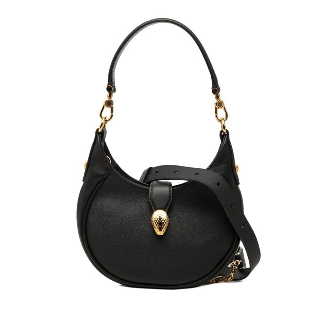 BVLGARI Serpenti Ellipse Handbag Chain Shoulder Bag 2-Way Black Leather Women's: --- Catalog ---Category: SizeSize (HxWxD): 11.5cm x 18cm x 4cm / 4.52'' x 7.08'' x 1.57''Category: DesignType: Handbag, Shoulder bagColor: BlackGender: WomenMaterial: Leather Category: GeneralBrand: B