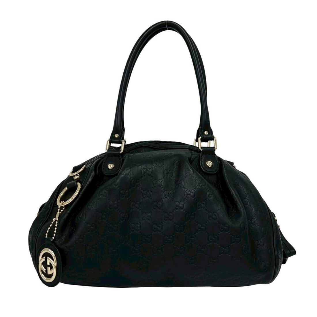 GUCCI Sukey Shima Leather 2-way Handbag, Shoulder Bag, Boston Tote Black (Item No. 32450): --- Catalog ---Category: SizeSize (HxWxD): 27cm x 34cm x 19cm / 10.62'' x 13.38'' x 7.48''Category: DesignType: Boston bag, Handbag, Shoulder bag, Tote bagColor: BlackGender: WomenMaterial: Leather Ca