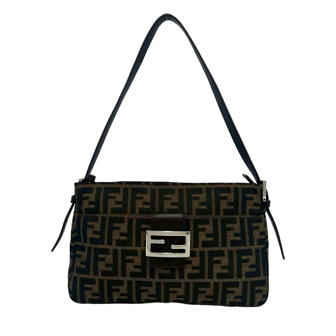 FENDI Vintage Zucca FF Pattern Canvas Leather Semi-One Shoulder Bag Handbag Brown 28706: --- Catalog ---Category: SizeSize (HxWxD): 17.5cm x 28cm x 9cm / 6.88'' x 11.02'' x 3.54''Category: DesignType: Handbag, Shoulder bagColor: Black, BrownGender: WomenMaterial: Canvas , Leather Category
