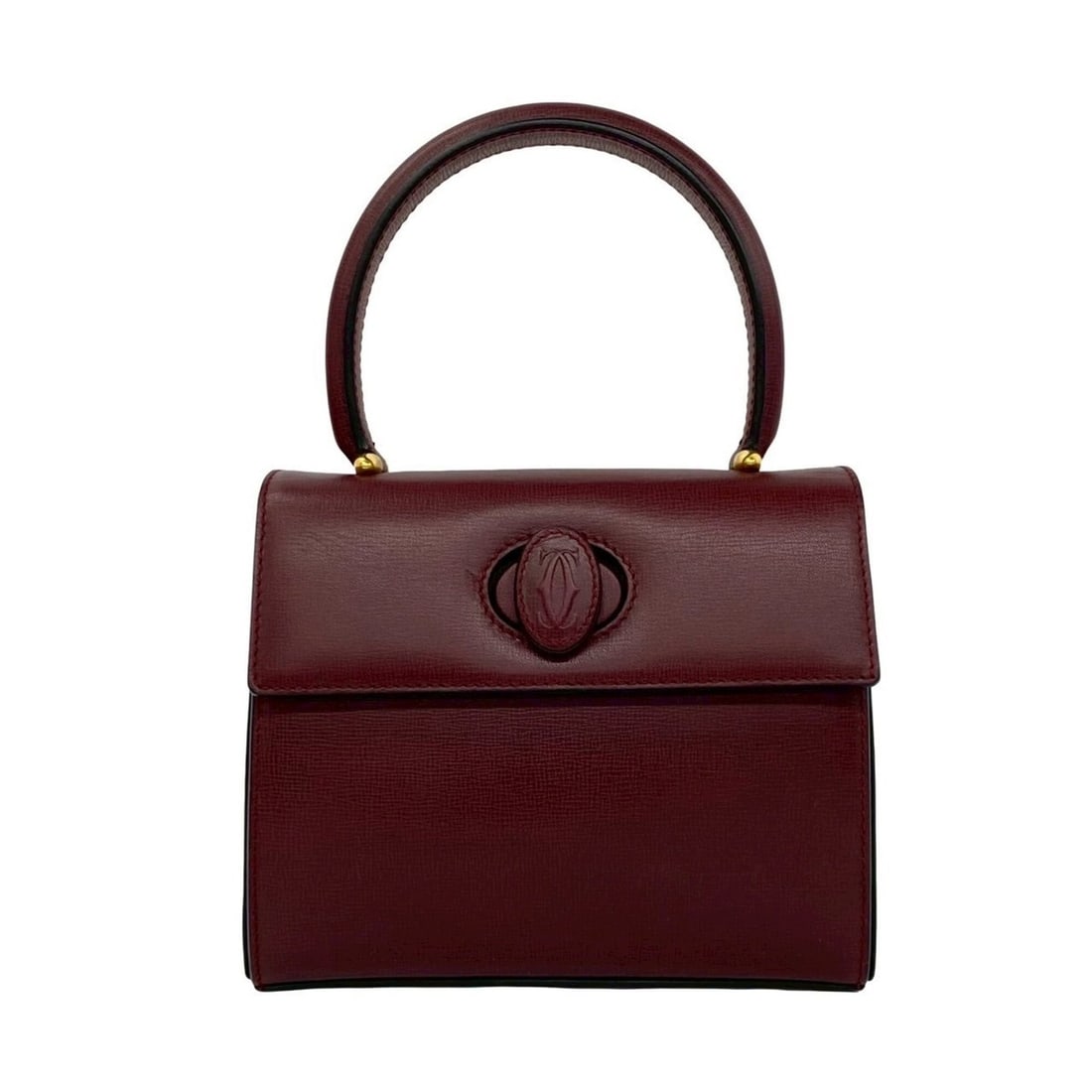 CARTIER Vintage Must Line Logo Leather Handbag Mini Tote Bag Bordeaux 29414: --- Catalog ---Category: SizeSize (HxWxD): 15cm x 17.5cm x 5.5cm / 5.9'' x 6.88'' x 2.16''Category: DesignType: Handbag, Tote bagColor: Wine redGender: WomenMaterial: Leather Category: GeneralBrand: C