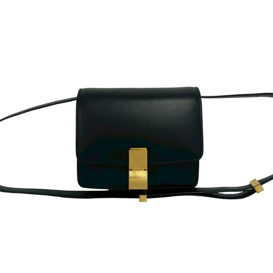 CELINE Classic Box Leather Mini Semi One Shoulder Bag Pouch Sacoche Black 363-2 (1 of 10)