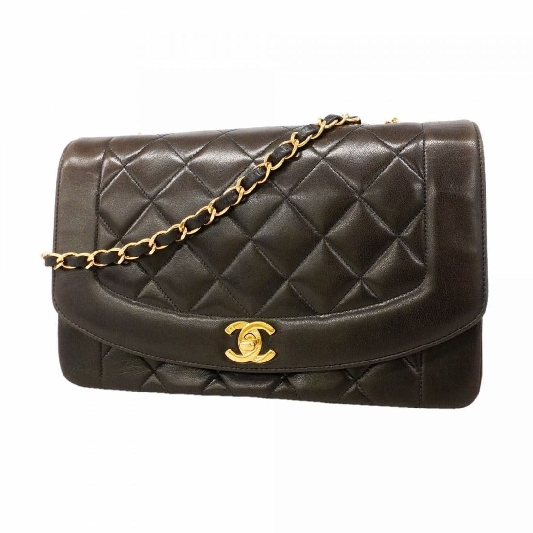 Chanel Diana Chain Shoulder Bag, Lambskin, Black, Women's: --- Catalog ---Category: SizeSize (HxWxD): 16cm x 24.5cm x 7.5cm / 6.29'' x 9.64'' x 2.95''Category: DesignType: Shoulder bagColor: BlackGender: WomenMaterial: Leather Hardware Color: GoldLeather/Fur 
