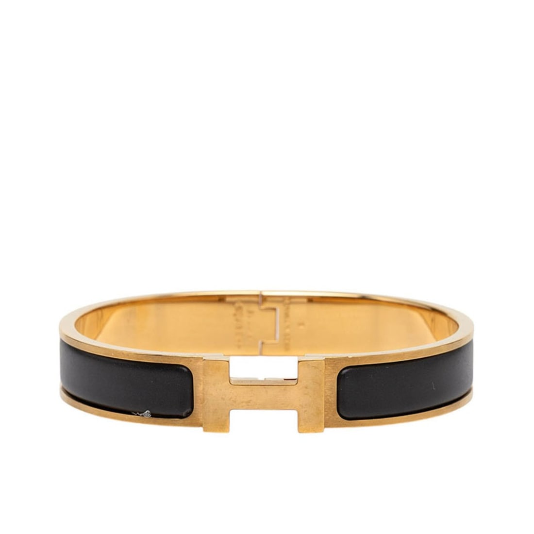 Hermes Click H PM Bracelet, Gold and Black Plated, Women's.: --- Catalog ---Category: SizeLength: 17.5cm / 6.88''Category: DesignType: Charm braceletColor: Black, GoldGender: WomenCategory: GeneralBrand: Hermes--- Item List ---Section: ConditionRanking: Rank AB