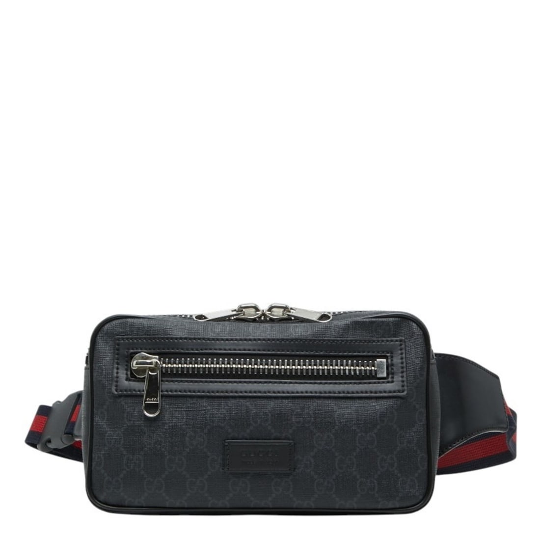 Gucci GG Supreme Waist Bag/Body Bag 474293 Black/Gray Leather Women's GUCCI (1 of 11)