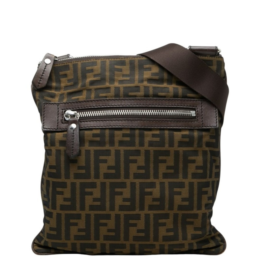 Fendi Zucca Crossbody Shoulder Bag 7VA255 Khaki Brown Nylon Leather Women's FENDI: --- Catalog ---Category: SizeSize (HxWxD): 30cm x 27cm x 5.00mm / 11.81'' x 10.62'' x 0.19''Category: DesignType: Shoulder bagColor: Khaki brownGender: WomenMaterial: Leather , Nylon Category: General