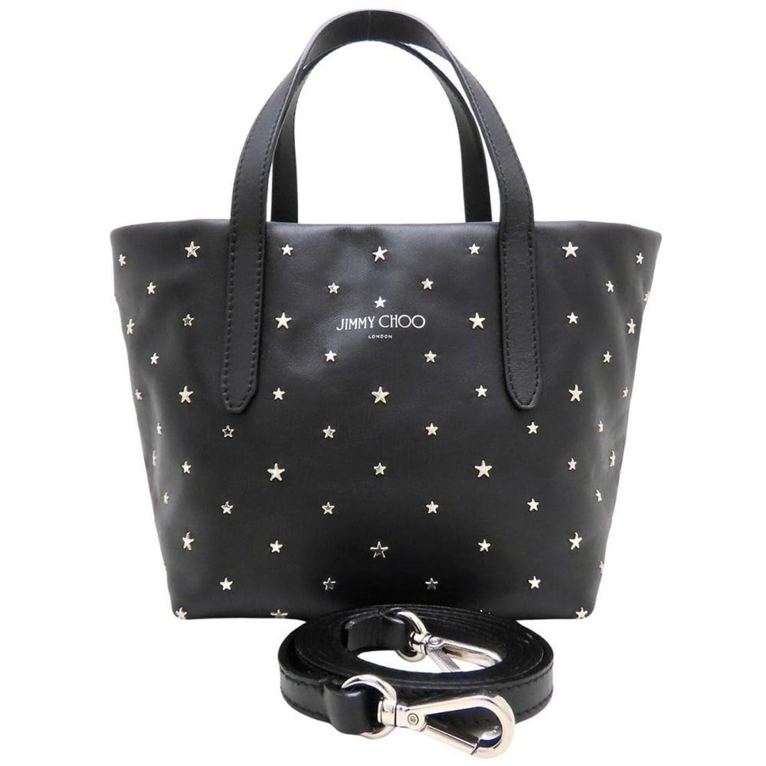 JIMMY CHOO Mini Sarah Handbag, Leather, Studded, Black, Women's, 353316: --- Catalog ---Category: SizeSize (HxWxD): 17cm x 16.5cm x 11cm / 6.69'' x 6.49'' x 4.33''Category: DesignType: HandbagColor: BlackGender: WomenMaterial: Leather Category: GeneralBrand: Jimmy ChooCoun