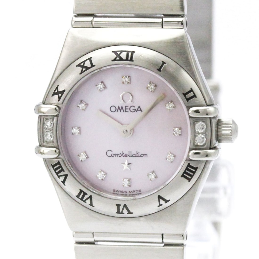 OMEGA Constellation Diamond MOP Dial Ladies Quartz Steel Watch 1567.66 Polished: --- Catalog ---Category: SizeCase Diameter: 22mm / 0.87''Category: DesignType: WristwatchStyle: Dress/FormalGender: WomenColor (Dial): Pink shellMaterial (Band): Stainless steelMaterial (Case): Stainl