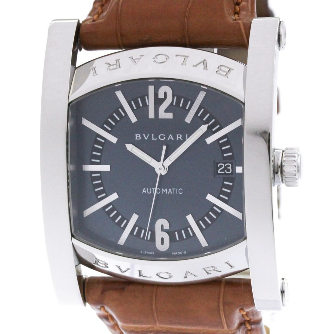 BVLGARI Assioma Stainless Steel Automatic Mens Watch AA48S Polished: --- Catalog ---Category: SizeCase Diameter: 48mm / 1.89''Category: DesignType: WristwatchStyle: Dress/FormalGender: MenColor (Dial): GrayMaterial (Band): LeatherMaterial (Case): Stainless steelCategor